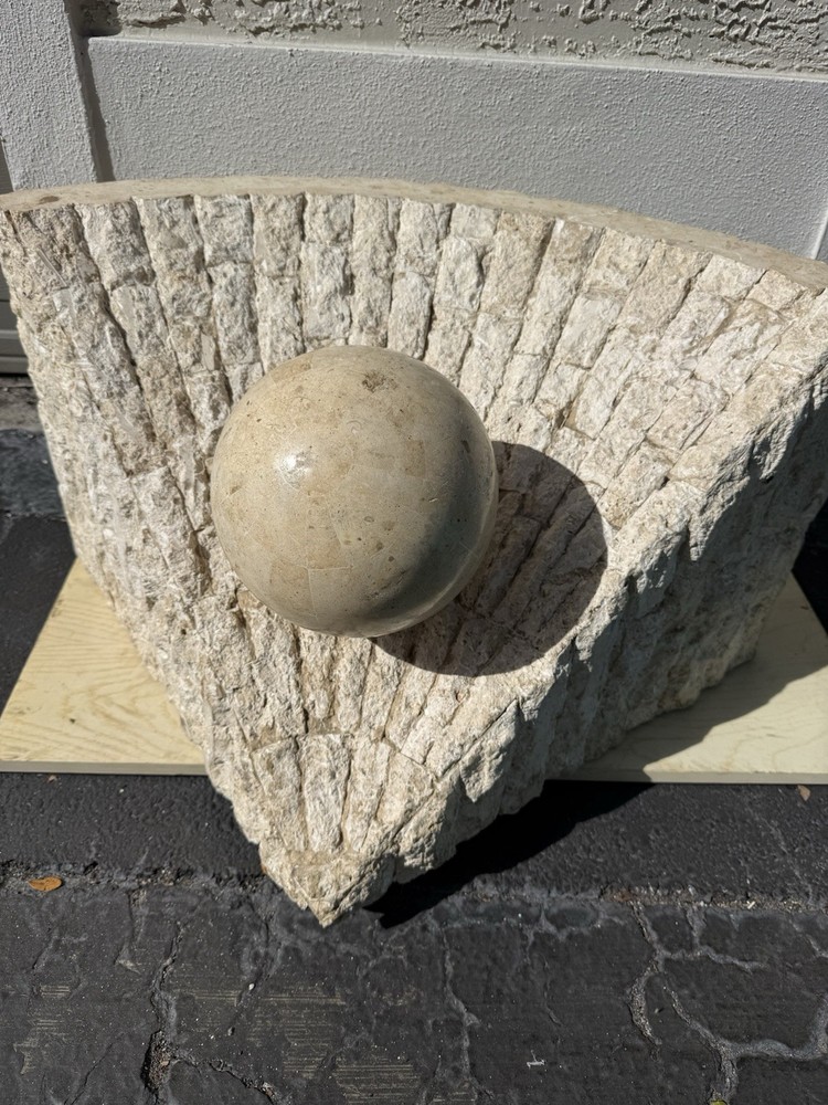 postmodern triangular antique stone coffee table with glass top