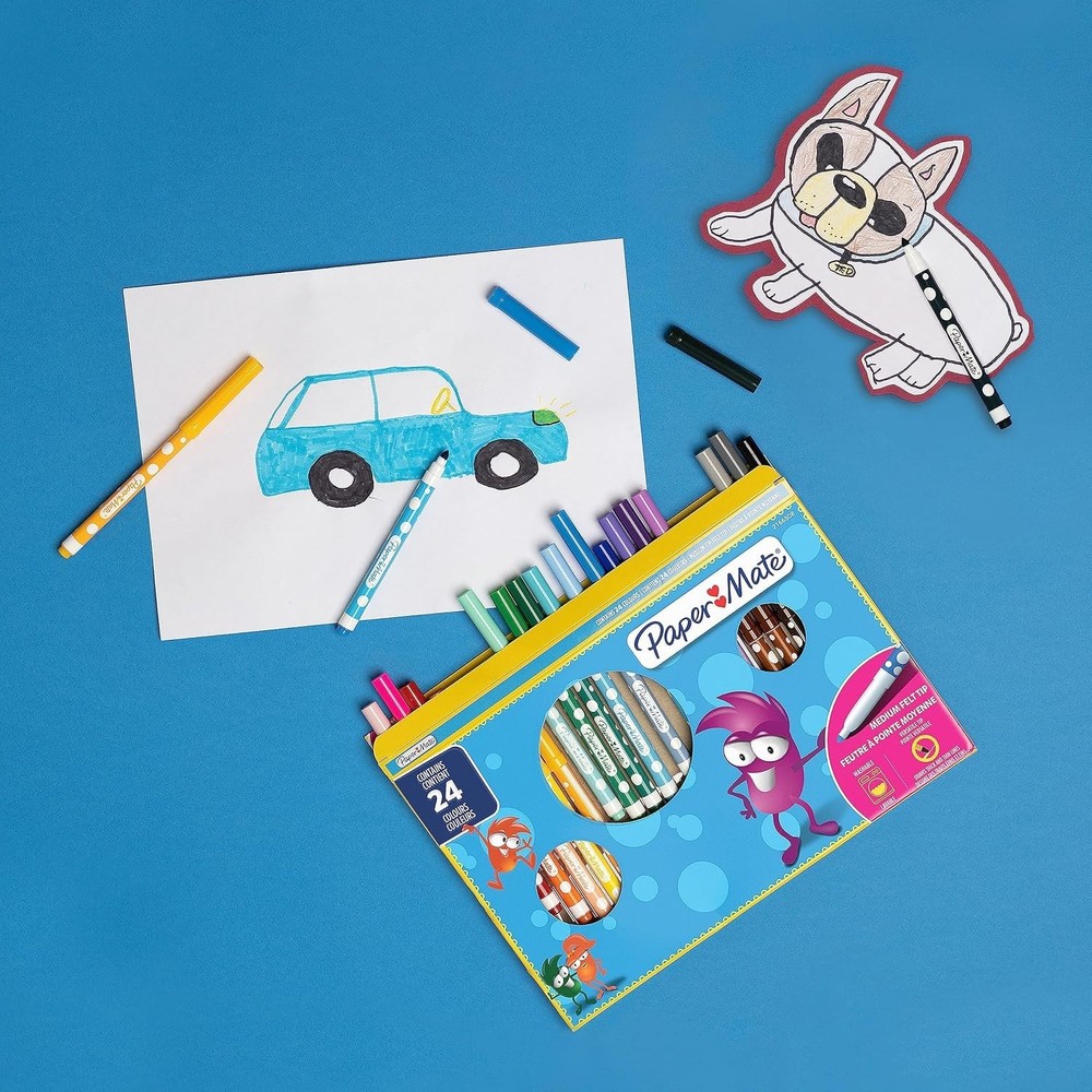 Papermate Colouring Felt Tip Pens Assorted 24pk