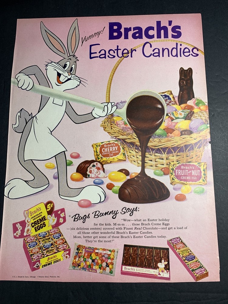 1958 Brachs Easter Candy Buggs Bunny  Original Ad Warner Bros