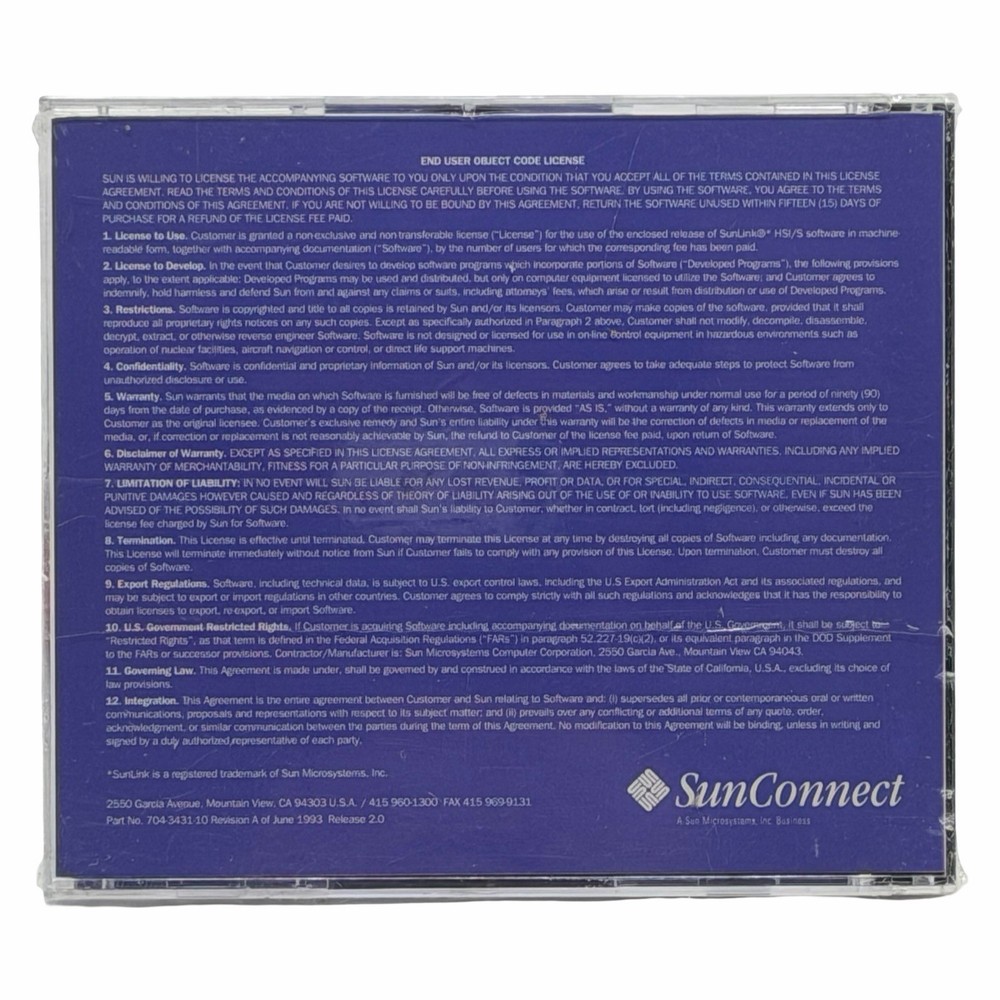 Sun Microsystems SunConnect SunLink HSI/S 2.0 Software Vintage 1992