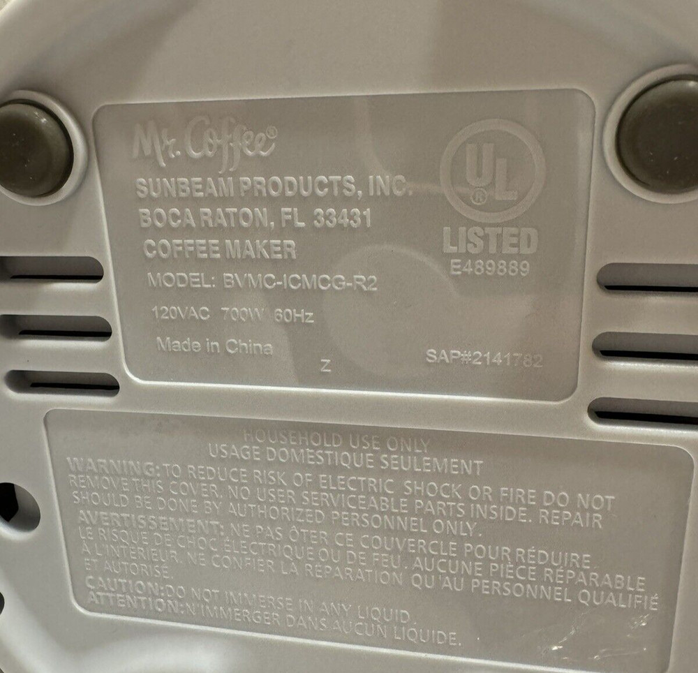 New/Open Box Mr. Coffee Single Serve Iced Coffeemaker, White