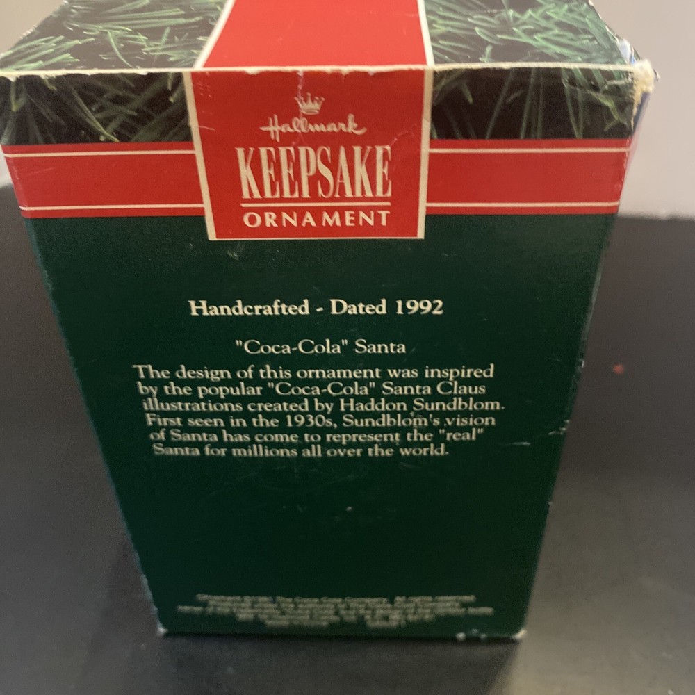 1992 Hallmark Keepsake Please Pause Here Coca-Cola Santa Ornament w/ Box