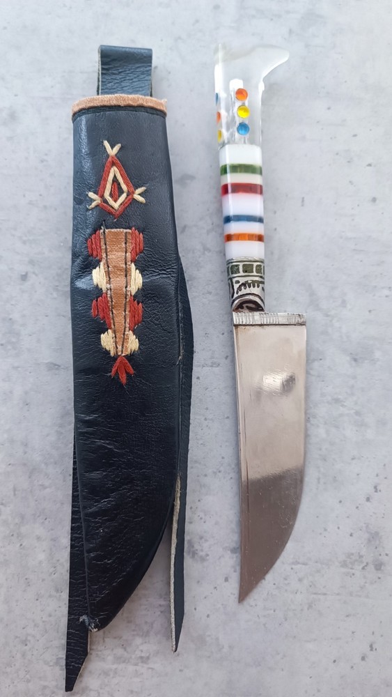 Vintage handmade knife with pattern.