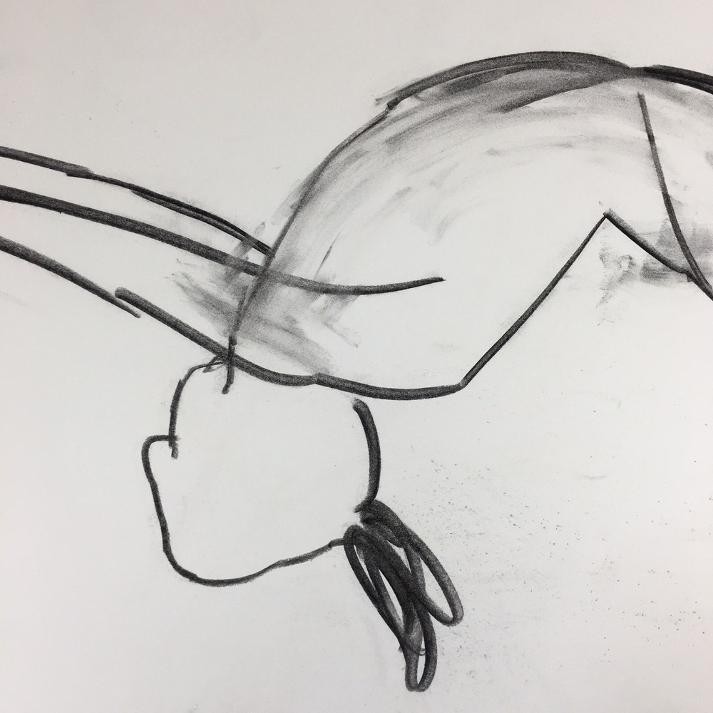 Kip Gresham Unsigned Original Charcoal Drawing Gymnast Curwen Archive #13