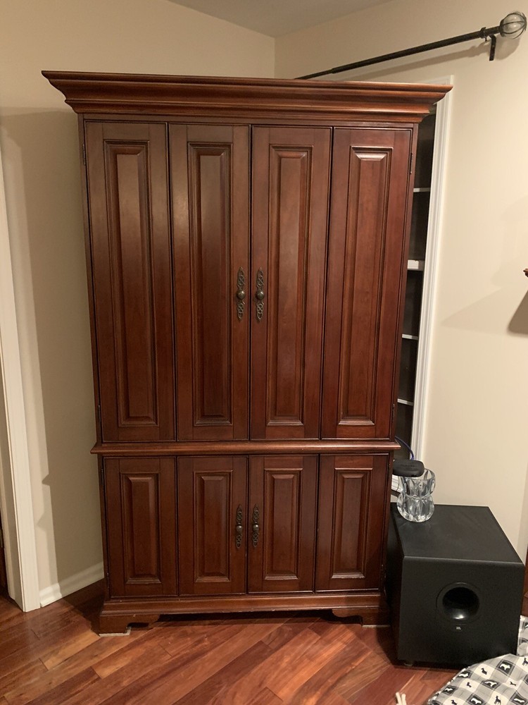 Large Cherry TV Armoire Cabinet