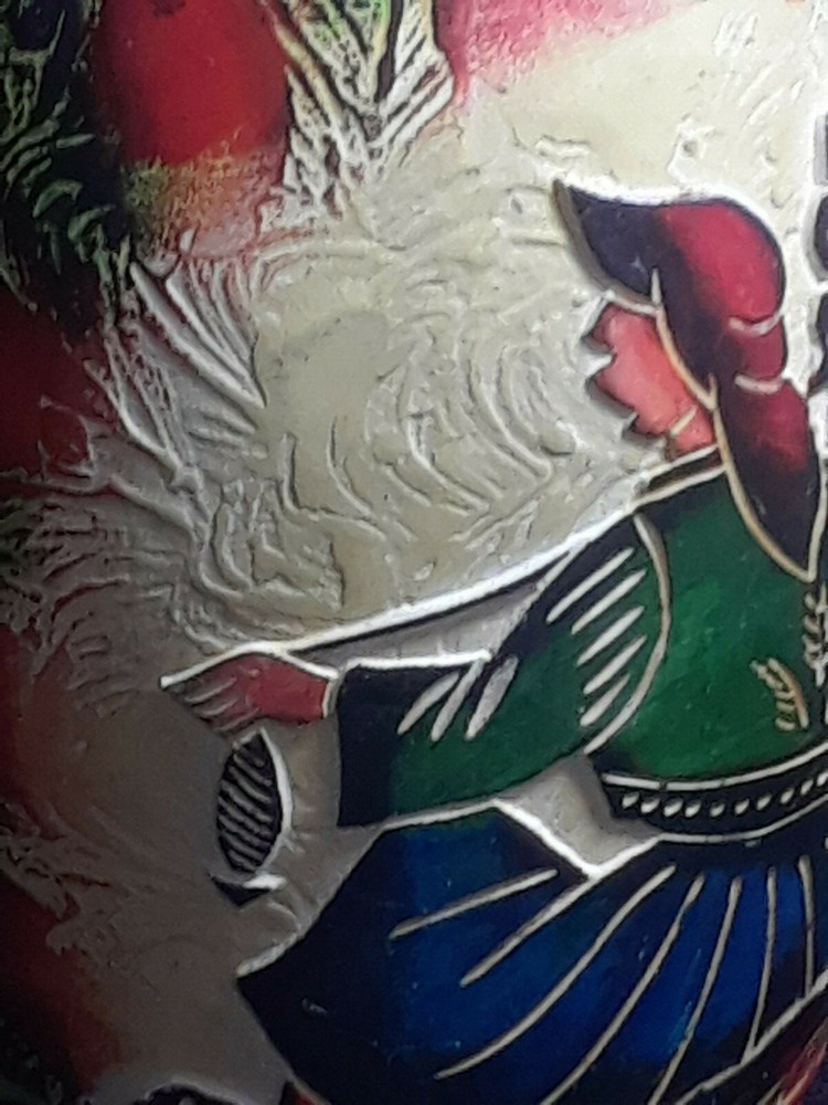 Samurai Seated on Rock Carved Image Wall Pocket