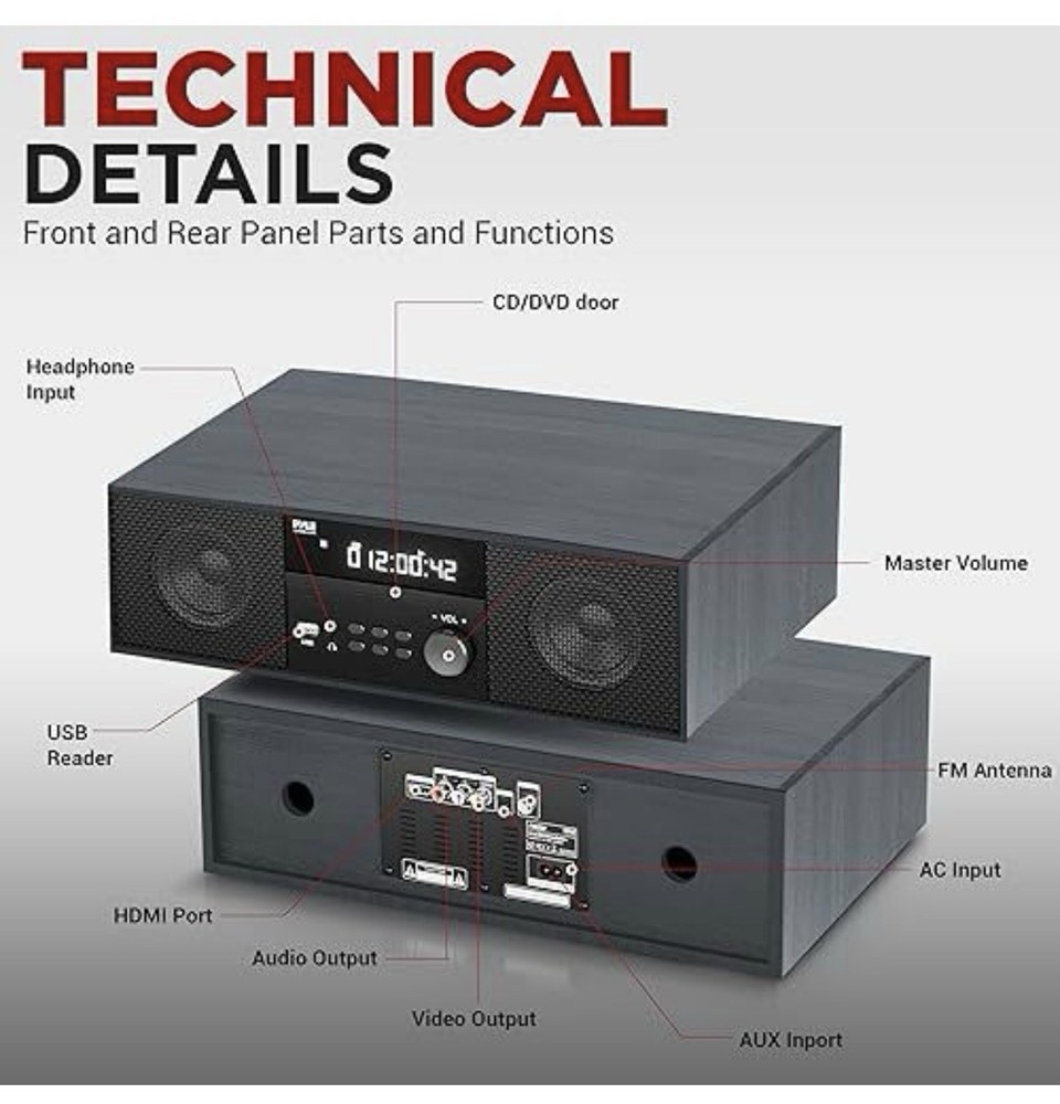 Pyle Home CD Stereo System - PHCD26 W/Wireless Microphone-Multimedia Disc Player