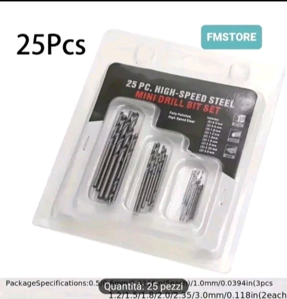 Kit 25 Mini Drill Bits HSS (0.5- 3.0mm) A