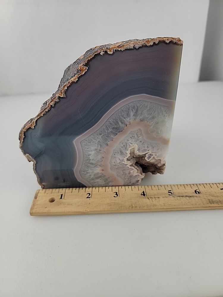 5" Geode Bookend Multicolor Stone Crystal 4 Lb Corner Slice Rock Decor