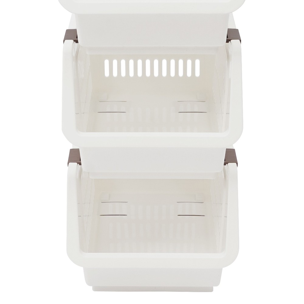 4PCS Stacking Storage Baskets Stackable Organizer Baskets Modern Storage Bins PP