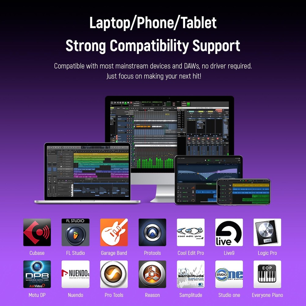 Synido Wireless MIDI Pad Controller, USB Rechargeable Beat Maker Machine for ...