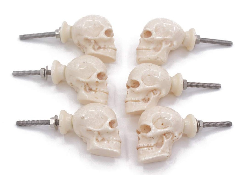 Cabinet Knobs 6 Pack for Drawer Knobs, Skull Resin Dresser Knobs, Drawer Pull...