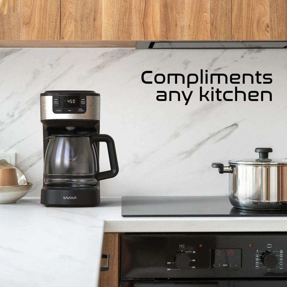 12-Cup Programmable Coffee Maker Ac-Powered Brewing Machine, Black