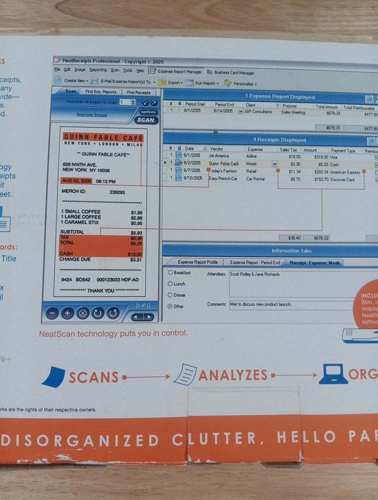 Neat Receipts Scanalizer Mobile Doc Scanner Digital Filing System New