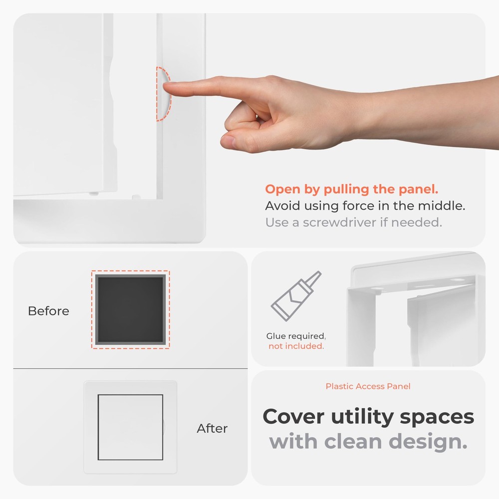 4x4 Inch White Access Panel – ABS Plastic Rectangular Wall & Ceiling Access D...