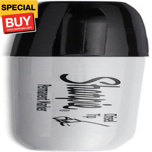 Permanent Markers, Chisel Tip, Black, 4 Count