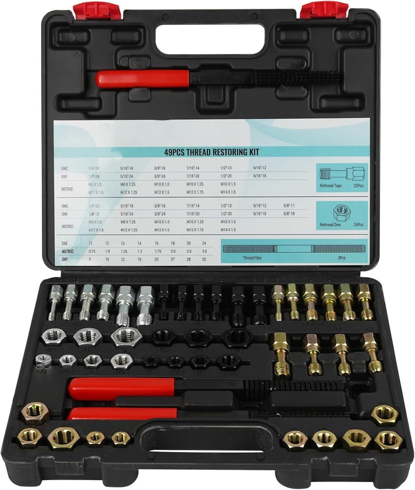 49-Pieces Rethread Repair Tool, Master Thread Rethreading Kit UNC UNF & Metric T