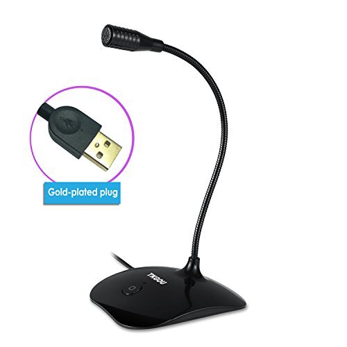 USB Computer Microphone w/Mute Button Plug&Play Condenser PS4 Mic LED Indicator