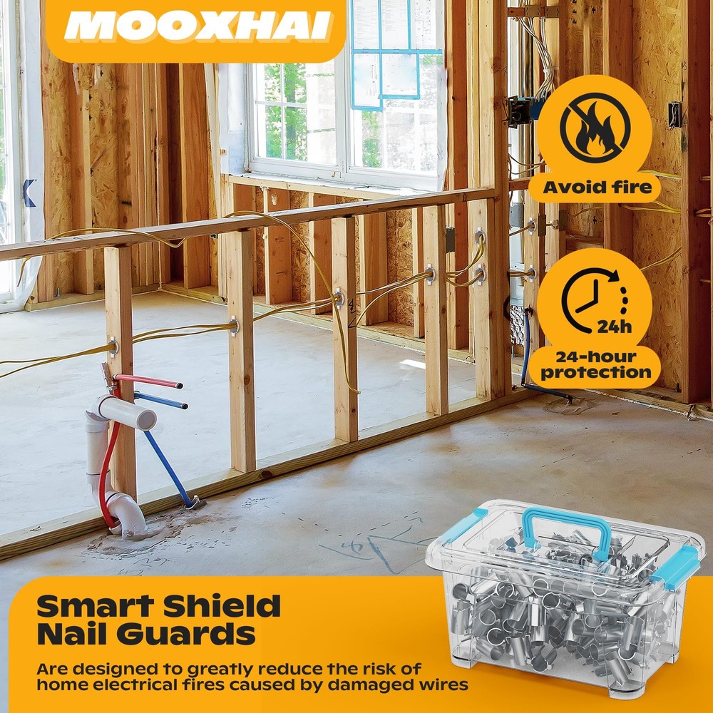 MooxHAI 100 Pack Smart Shield Nail Guard for Wire Cable Silver