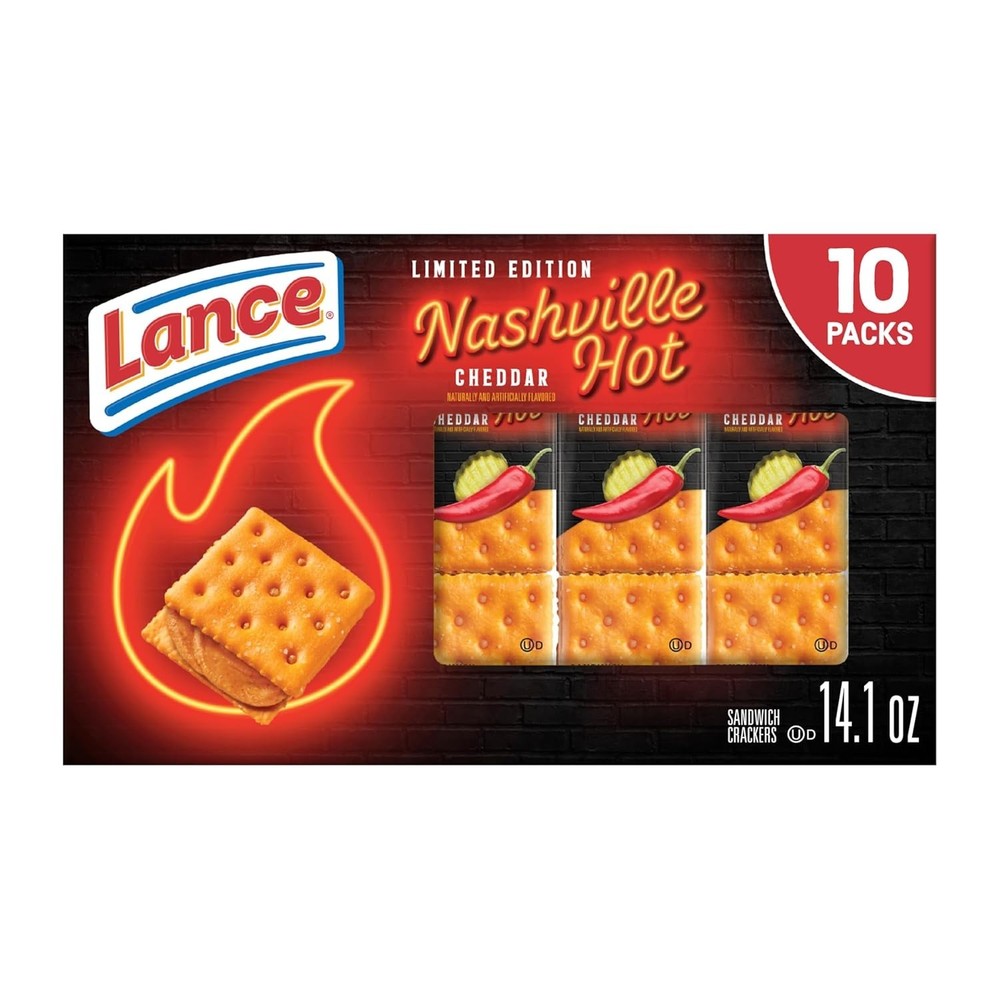 Lance Nashville Hot Cheddar Sandwich Crackers, 10 Pack