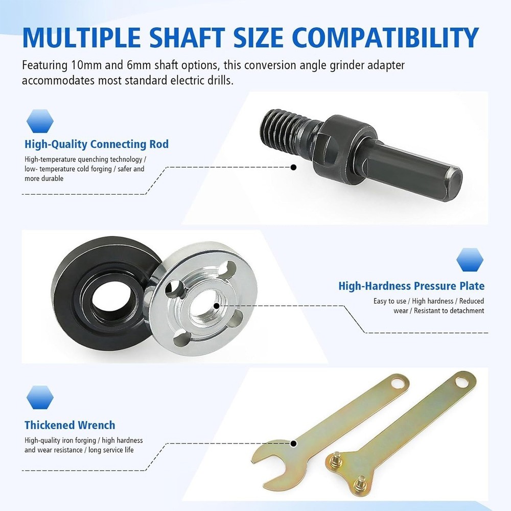 Conversion 10mm Angle Grinding Adapter Connecting Rod Kit For Metal Deburring
