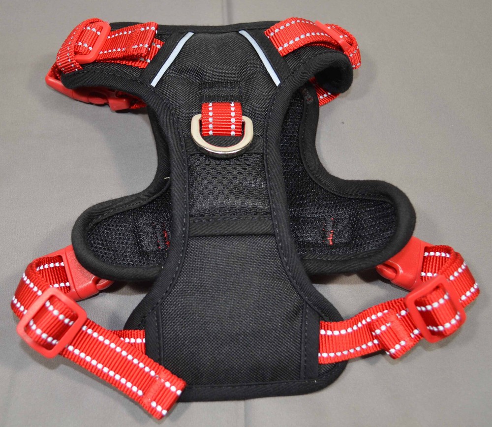 NEW Phoepet Black & Red Small Dog Harness-No pull adjustable w/training handle