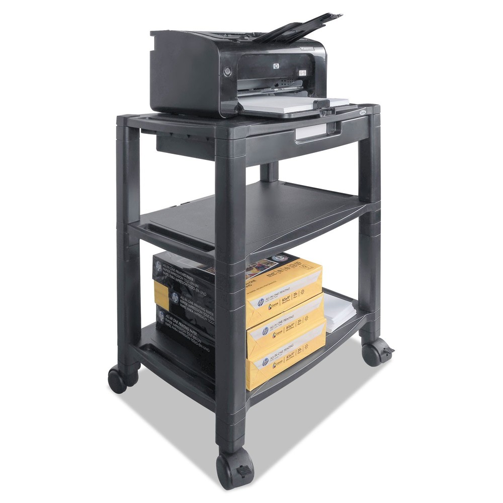 Kantek PS640 Mobile 3-Shelf Printer/Fax Stand - Black