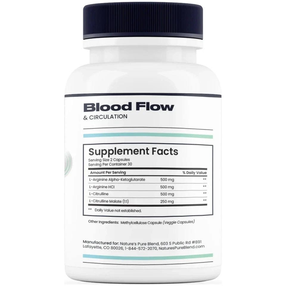 Nitric Oxide Flow Blood Pressure Support Improve Circulation-Natures Pure Blend