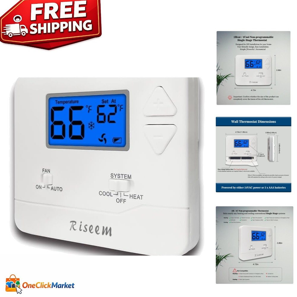 Elegant Non-Programmable Thermostat for Every Heating System - Easy Installation
