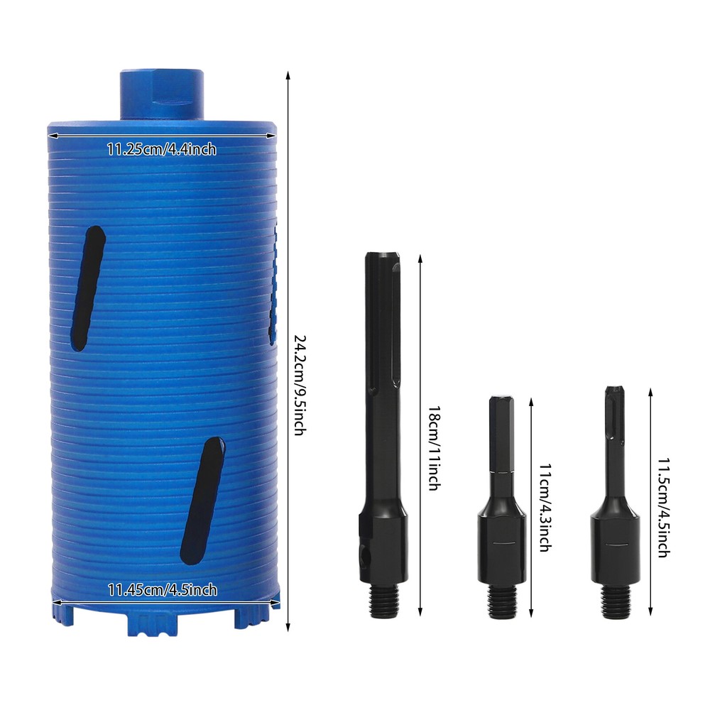 5/8 Inch Core Drill Bit Concrete Drilling Bit W/3 Adapters Thread Drill Bit
