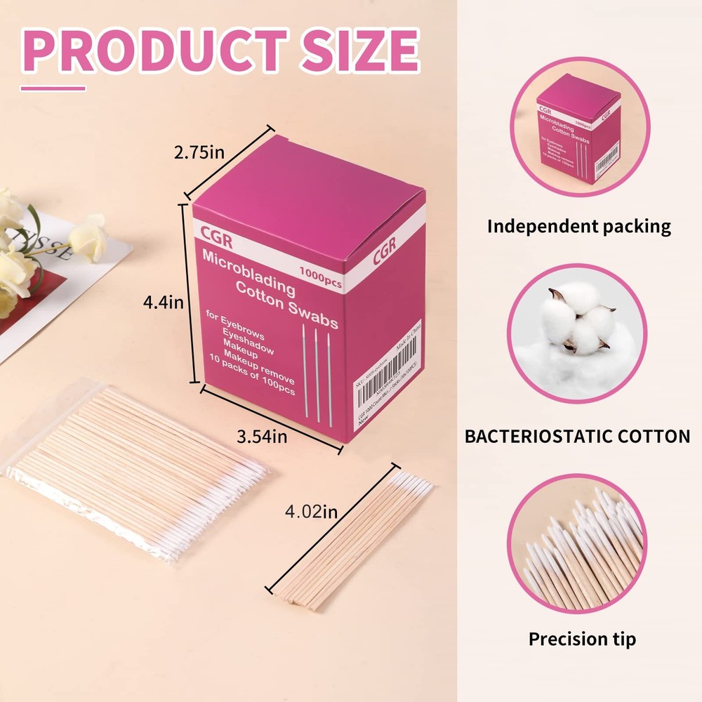 1000 Count Microblading Cotton Swabs Pointed Tip Cotton Swabs For Eyebrows With