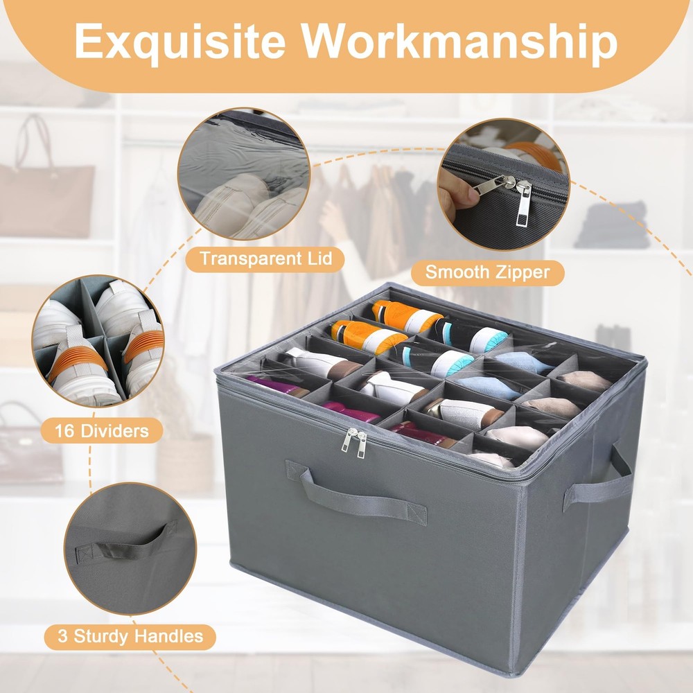 2 Pack Large Fabric Shoe Organizer Storage , Shoe Organizer with Adjustable D...