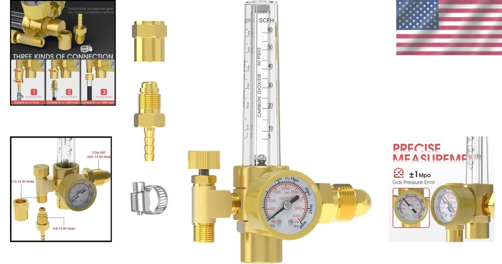 Accurate Argon/CO2 MIG TIG Flow Meter Gas Regulator - Multiple Outlet Options