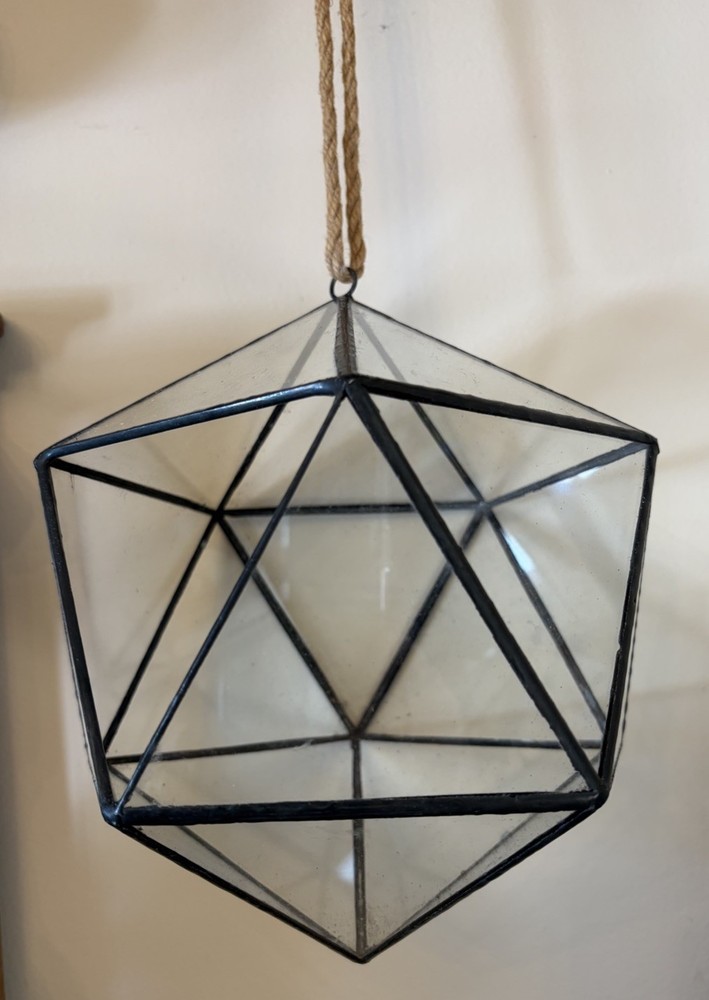 Geometric Hanging Framed Glass Terrarium Planter 20 Sided