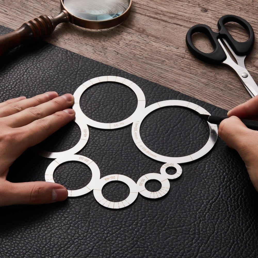Weewooday Leather Corner Punch Set Round Basic Style, Silver