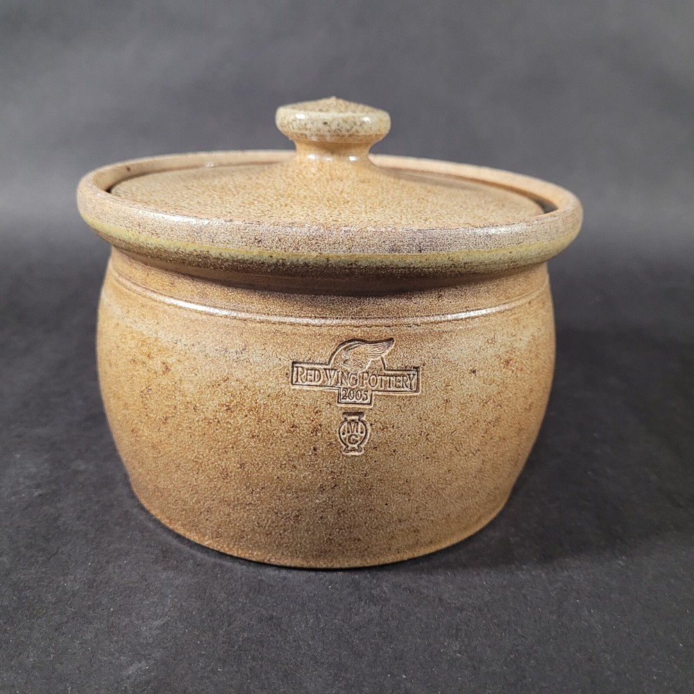 Red Wing Pottery Stoneware Covered Jar with lid Wheat Pattern 2005