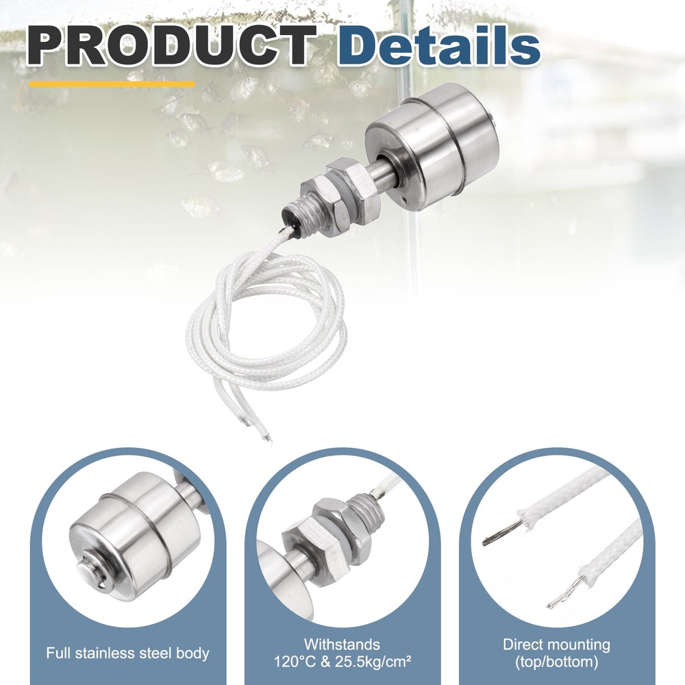 Float Switch 45mm Rod 0.5A Vertical Single Float for Pump/Alarm 1 Pcs