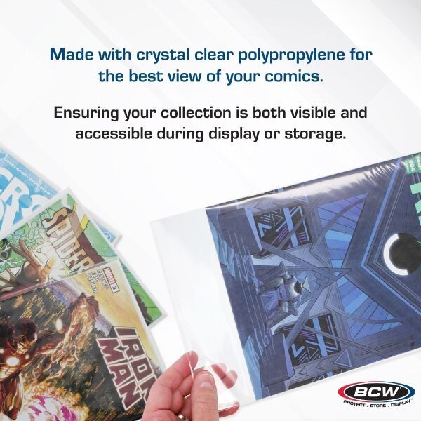 100- BCW Regular / Silver 2-Mil Polypropylene Comic Book Bags = Resealable
