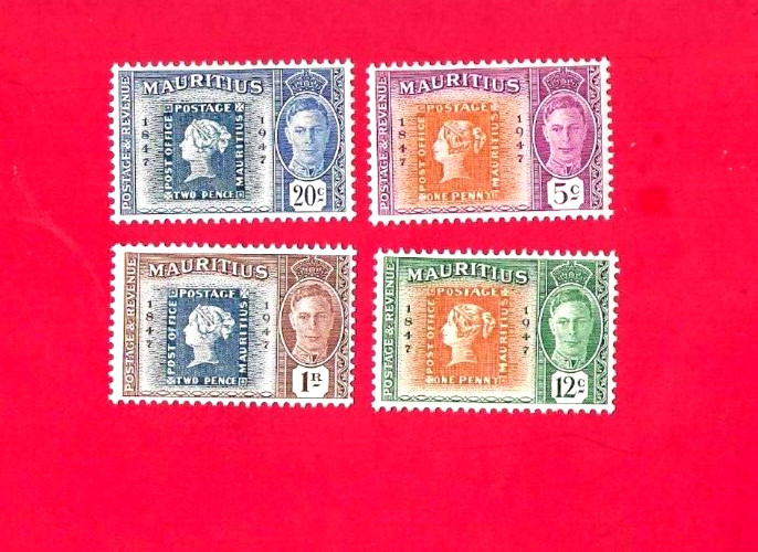 MAURITIUS # 225-228 1948 1ST POSTAGE STAMP CENTENARY MINT NH SET 😁