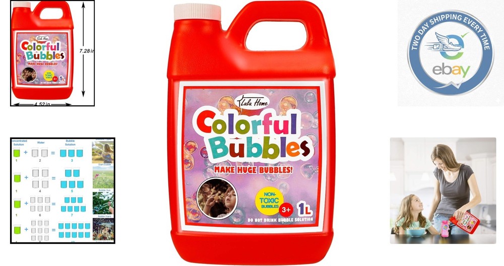 Safe & Odorless Concentrated Bubble Solution - 1L Refill for All Bubble Toys