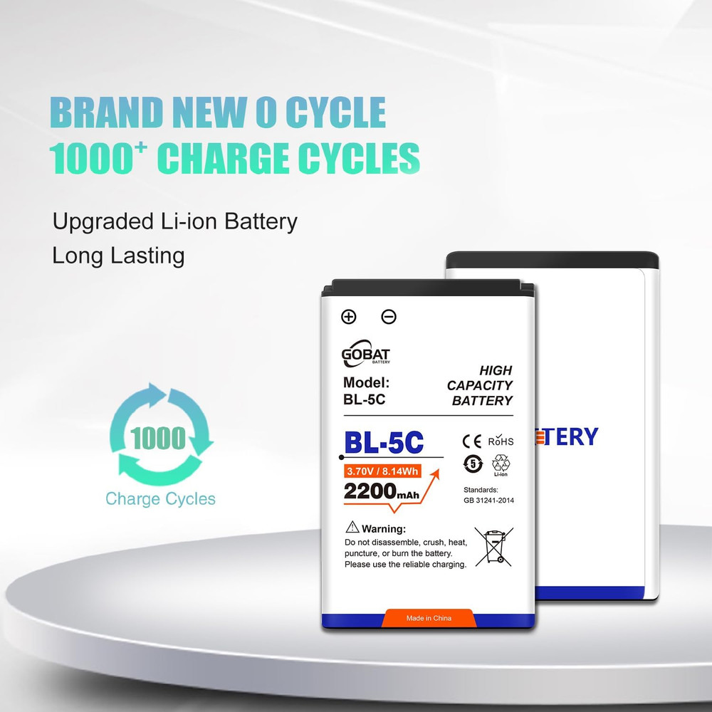 2Pcs BL-5C Battery,2200Mah High Capacity Battery Compatible for Devices Uses BL-