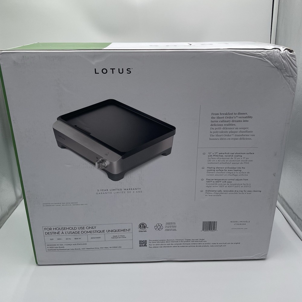 Lotus The Short Order Precision Sear Griddle *Open Box*