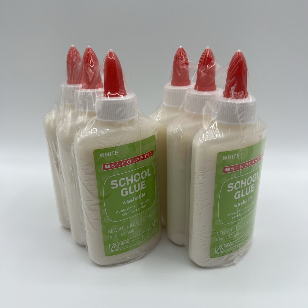 Scholastic School Washable Glue, 4 Oz 6 Pack