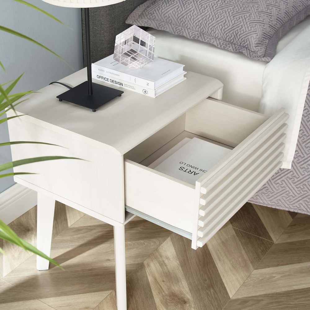 Modway Render Mid-Century Modern End Table or Nightstand in White
