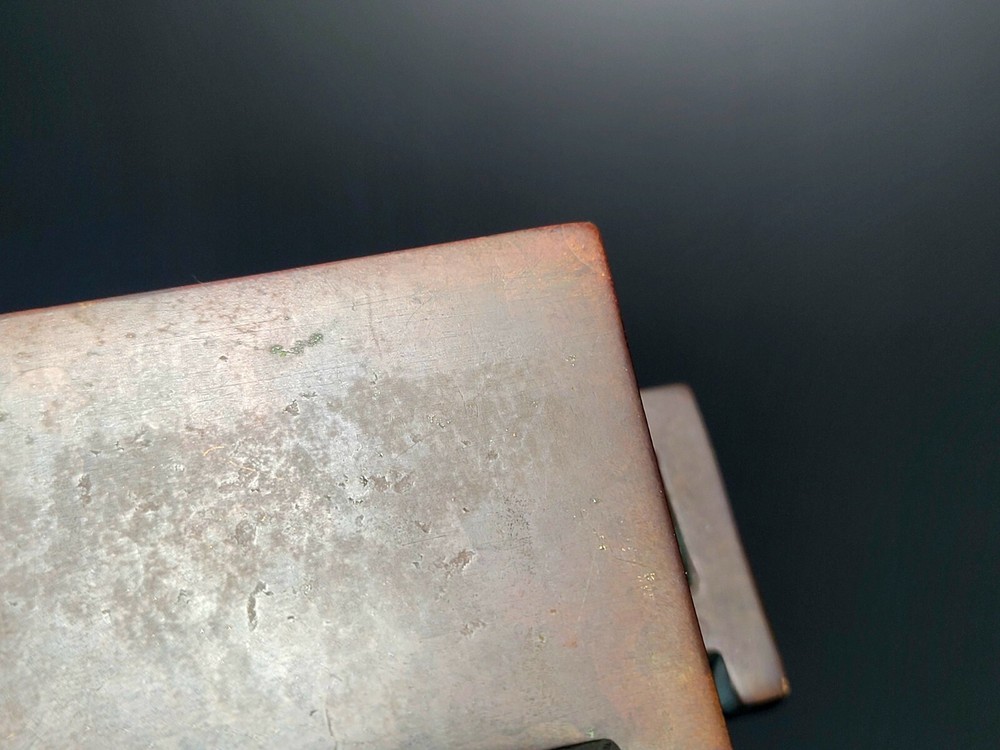 Chinese old square type double ear incense burner with 「湛氏之爐」on it