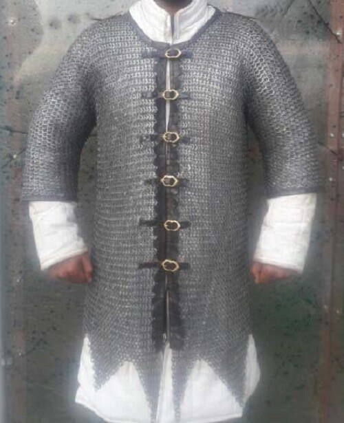 flat riveted with washer chain mail half sleeve Extra large size shirt oiled