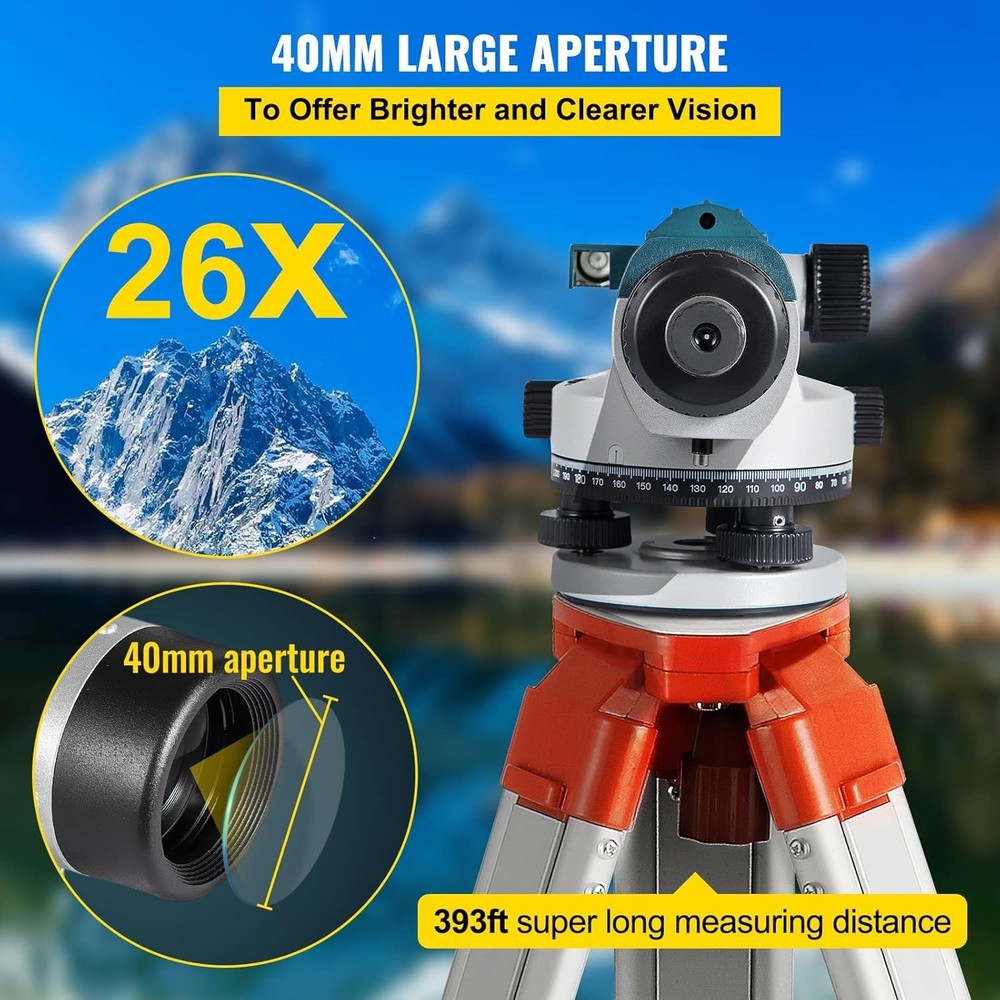 Automatic Transit Level 26X Optical Survey Equipment Auto Level Kit High Precisi