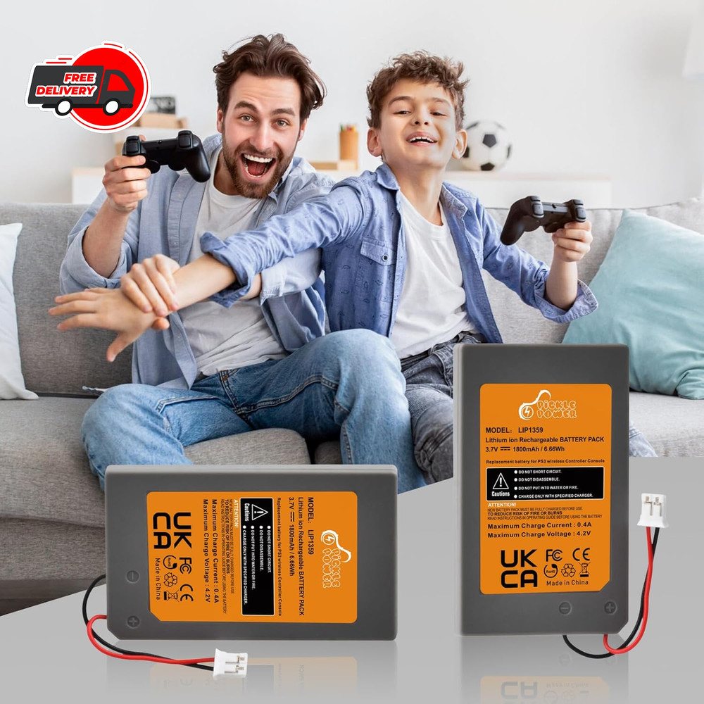 PS3 Controller Battery Replacement, 2 Pack LIP1359 Battery for Sony Playstati...