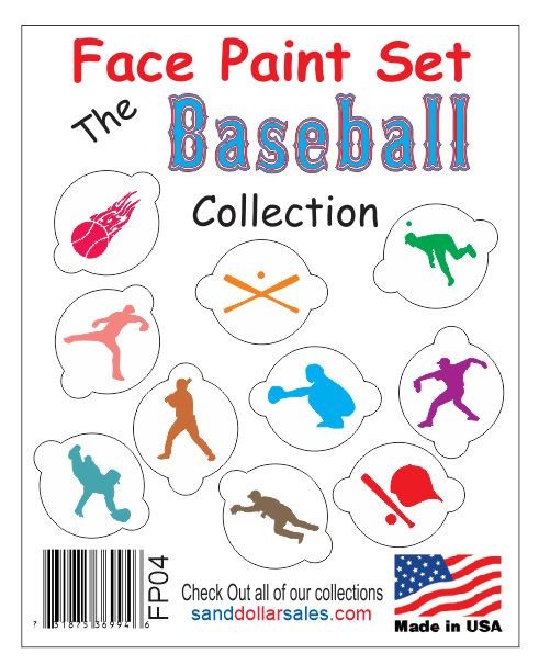 Face Paint Stencil Set Kit Baseball Collection FP04