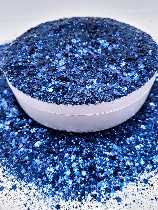 Metallic Chunky Dark Blue Glitter - Dark Nova 3 oz.